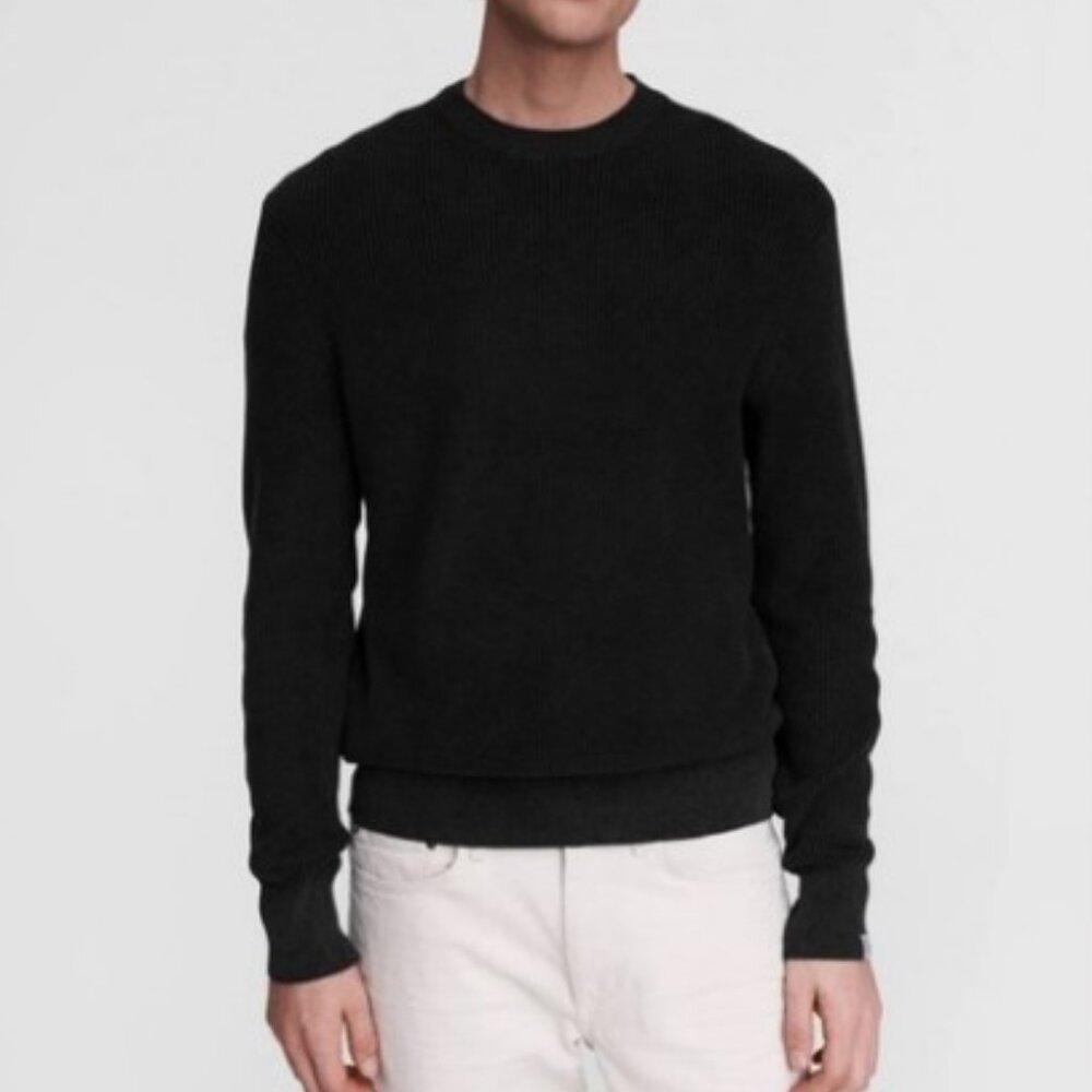 Rag & Bone textured crewneck sweater black men's size M